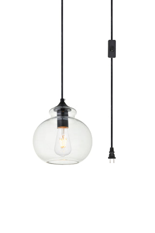 Destry 1 Light Black plug-in Pendant With Clear Glass