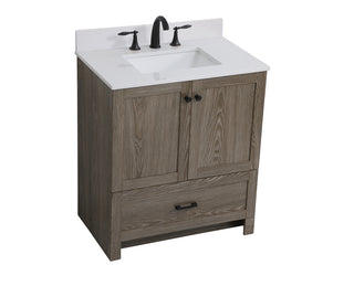 30 inch Single Bathroom Vanity in Weathered oak with Backsplash