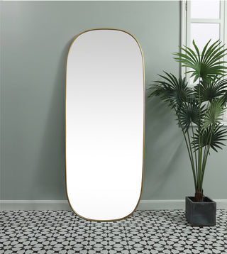 Metal Frame Oval Mirror 30x72 Inch in Brass