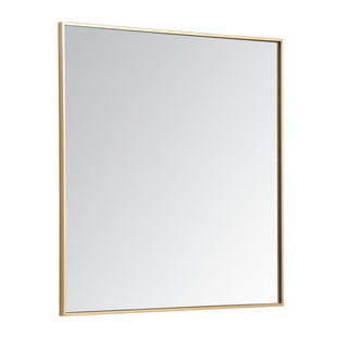 Metal frame square mirror 36 inch in Brass