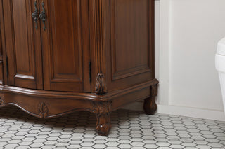 60 inch double Bathroom vanity in teak with ivory white engineered marble