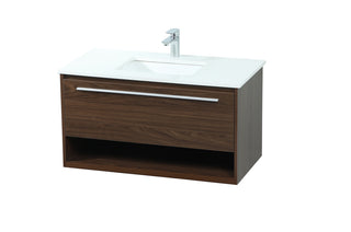 36 inch Single bathroom vanity in walnut