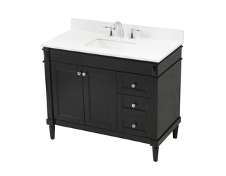 42 inch Single bathroom vanity in black with backsplash