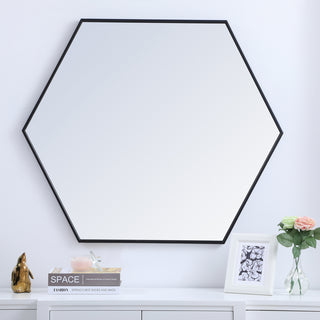 Metal frame hexagon mirror 41 inch in Black