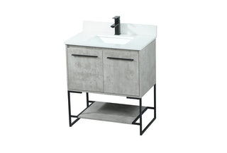 30 inch Single bathroom vanity in concrete grey with backsplash