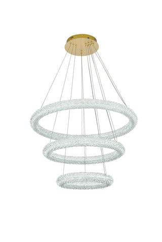 Bowen 32 inch Adjustable LED Chandelier in Satin Gold