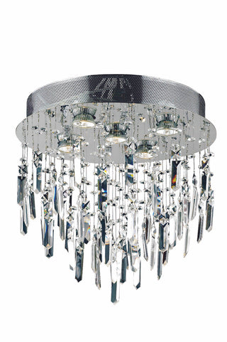 Galaxy 5 light Chrome Flush Mount Clear Royal Cut Crystal