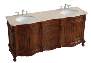 72 inch Double Bathroom Vanity in Teak