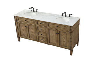 72 inch double bathroom vanity in driftwood