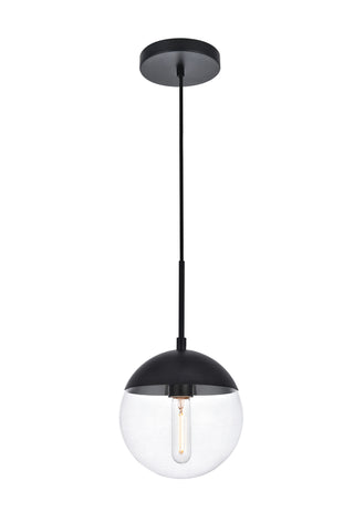 Eclipse 1 Light Black Pendant With Clear Glass