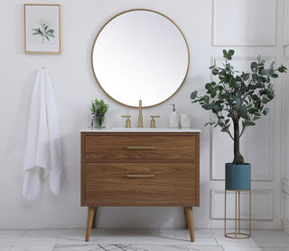 36 inch bathroom vanity in Walnut Brown