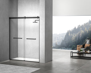 Semi-frameless shower door 60 x 76 Matte Black