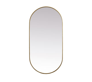 Metal Frame Oval Mirror 30x60 Inch in Brass