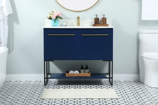 40 inch Single bathroom vanity in blue with backsplash