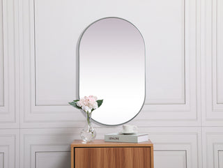 Metal Frame Oval Mirror 30x48 Inch in Silver