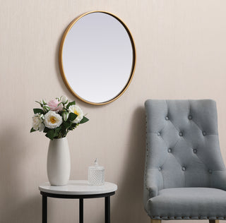 Metal frame round mirror 21 inch in Brass