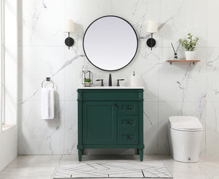 32 inch Single bathroom vanity in green with backsplash