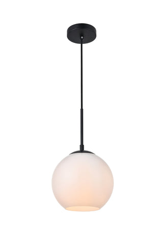 Baxter 1 Light Black Pendant With Frosted White Glass