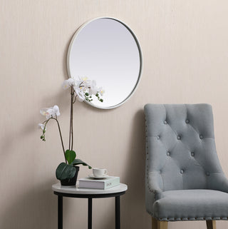 Metal frame round mirror 21 inch in White