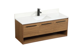 48 inch Single bathroom vanity in walnut brown with backsplash