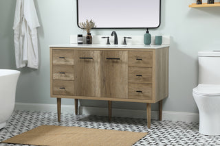 48 inch Single bathroom vanity in natural oak with backsplash