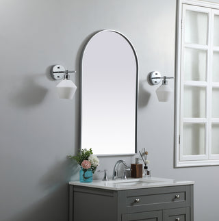 Metal Frame Arch Mirror 24x40 Inch in Silver