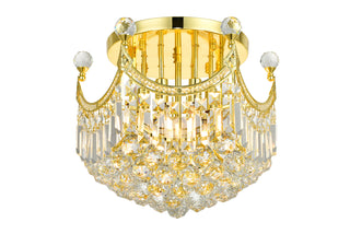 Corona 6 light Gold Flush Mount Clear Royal Cut Crystal