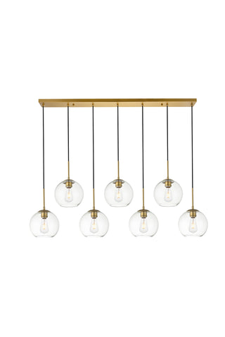 Baxter 7 Lights Brass Pendant With Clear Glass