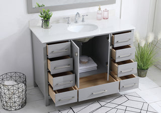 48 inch Single Bathroom Vanity in Gray with Backsplash