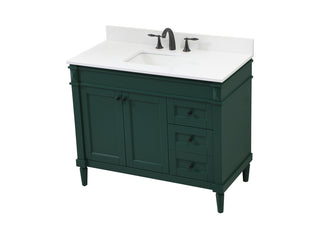 42 inch Single bathroom vanity in green with backsplash