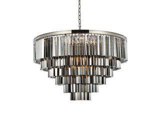 Sydney 33 light polished nickel Chandelier Silver Shade (Grey) Royal Cut Crystal