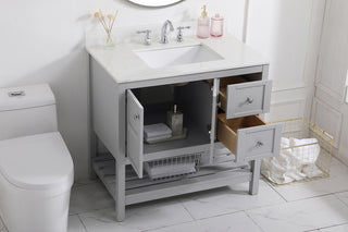 36 inch Single Bathroom Vanity in Gray with Backsplash