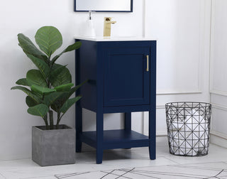 18 inch Single Bathroom Vanity in Blue