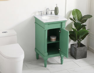 18.5 inch Single Bathroom vanity in vintage mint with ivory white engineered marble