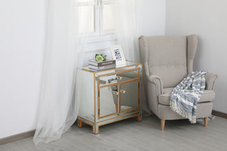 29 in. mirrored cabinet in antique gold