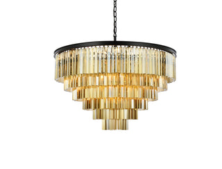 Sydney 33 light Matte Black Chandelier Golden Teak (Smoky) Royal Cut Crystal