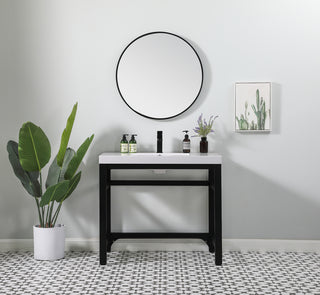 36 inch ADA compliant Single bathroom metal vanity in black