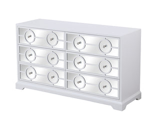 60 in. mirrored six drawer cabinet in white