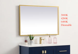 Pier 24x36 inch LED mirror with adjustable color temperature 3000K/4200K/6400K in brass