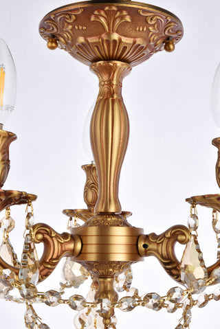 Rosalia 3 light French Gold Flush Mount Golden Teak (Smoky) Royal Cut Crystal