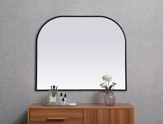 Metal Frame Arch Mirror 36x30 Inch in Black