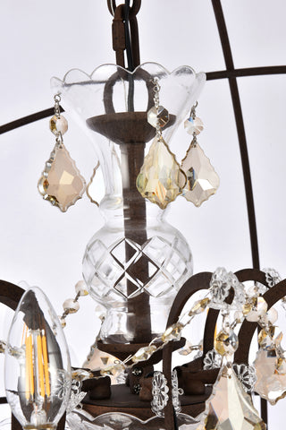 Geneva 18 light Rustic Intent Chandelier Golden Teak (Smoky) Royal Cut crystal