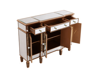 3 Drawer 4 Door Cabinet 48 .In. X 14 In. X 36 In. In Gold Clear