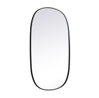 Metal Frame Oval Mirror 30x48 Inch in Black