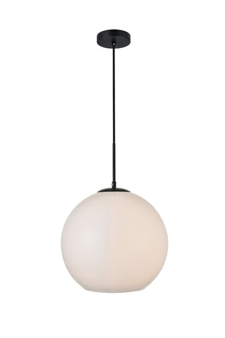 Baxter 1 Light Black Pendant With Frosted White Glass