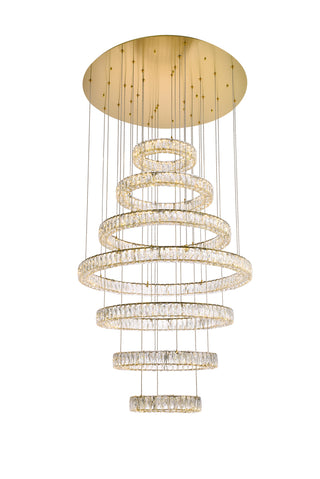 Monroe 40 inch LED seven ring chandelier in gold