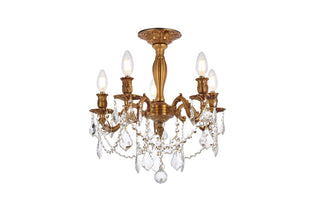 Rosalia 5 light French Gold Flush Mount Clear Royal Cut Crystal