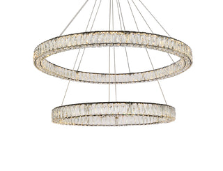 Monroe 42 inch LED round double ring pendant in black