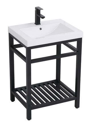 24 inch Single Bathroom Metal Vanity in Black