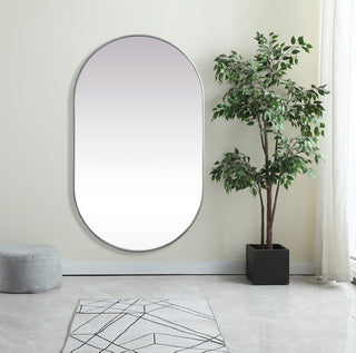 Metal Frame Oval Mirror 36x60 Inch in Silver